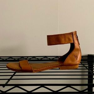 genuine leather ankle strap frye sandals